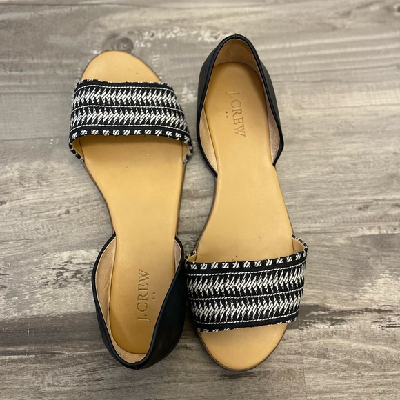 J. Crew F2028 black and white flats, open toe - Picture 4 of 4
